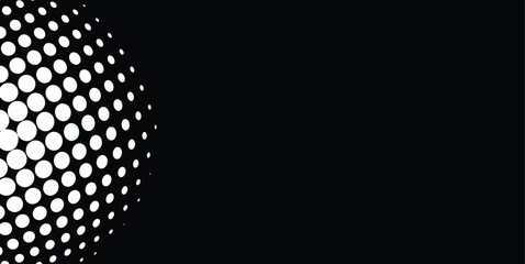 Abstract Halftone Dotted Sphere Left Background with Copy Space Geometric Dot Globe Vector © alphabeticmind