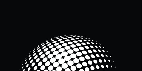 Abstract Halftone Dotted Hemisphere Bottom Background with Copy Space Geometric Dot Globe Vector © alphabeticmind