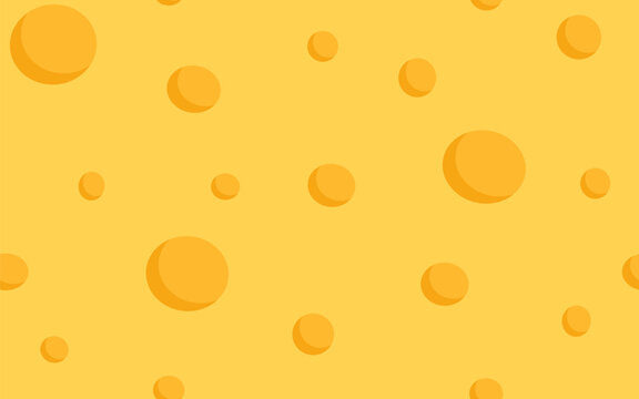 Cheese seamless pattern. Yellow cheese texture with holes. Food background. Vector illustration in flat style.