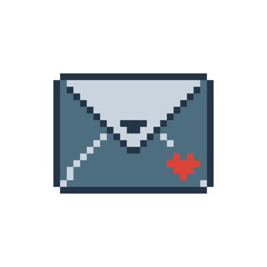 Fototapeta premium Pixel art email icon with heart.