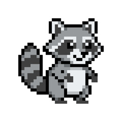 Fototapeta premium Pixel art raccoon character design.