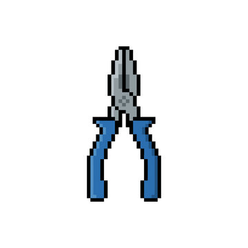 Pixel art blue handled pliers tool.