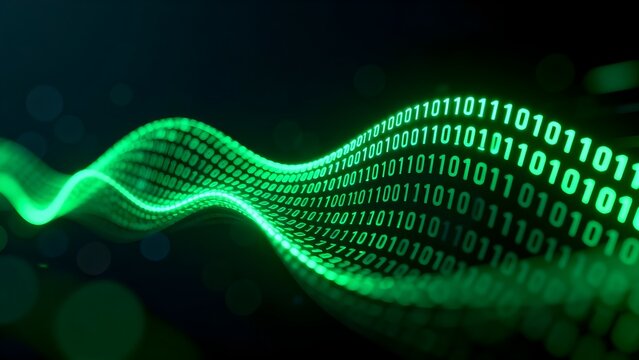 Digital binary code wave