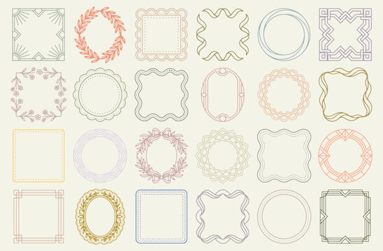 Set of decorative frames, elegant vintage borders collection design.