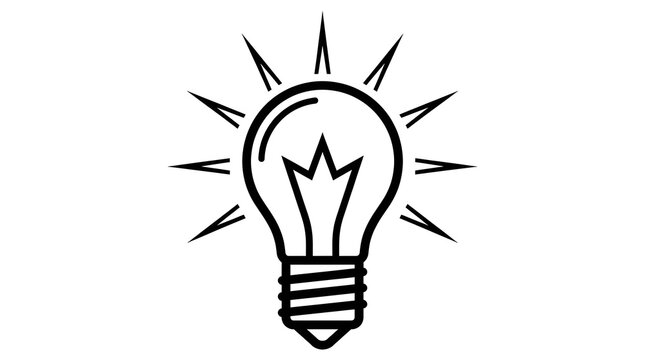 A bright light bulb shines with rays emanating from it.