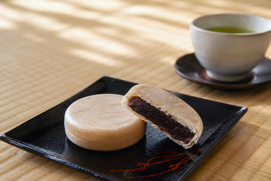 最中と緑茶