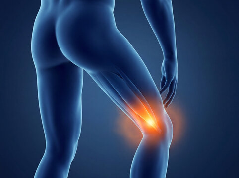 3D illustration of hamstring muscle pain and injury