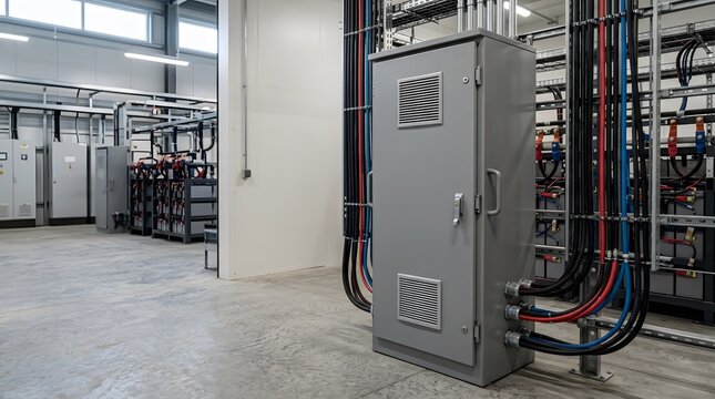 battery storage surge protection cabinet inside renewable energy facility for electrical safety and critical infrastructure reliability