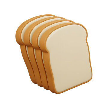 3D rendered slices of bread icon