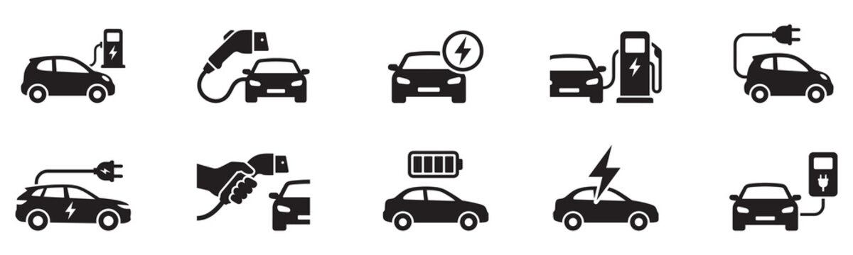 Car charging point icon. Electric plug symbol. Electricity sign. Electric car icon.
