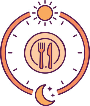 Chrono Nutrition Icon - Time Restricted Eating, Flat Vector, Wellness Infographic