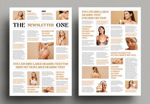 Newsletter Template Editorial Magazine Business Layout