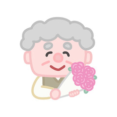 Fototapeta premium 花束を持つおじいさん