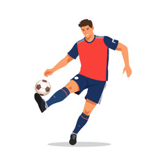 Obraz premium Soccer Player Kicking Ball Vector Illustration