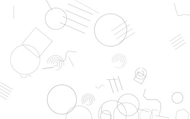 Fototapeta premium Minimalist abstract composition featuring thin black line circles squares and geometric patterns arranged on a clean white background created with a simple digital vector graphic style