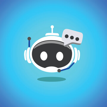 cute AI chatbot robot icon vector illustration with speech bubble