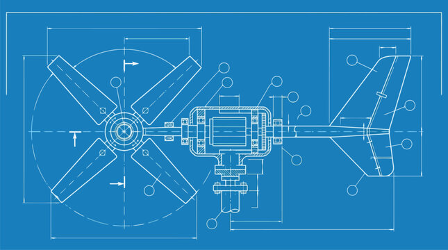 Circuit Blueprint Diagram Central Chip Technology Vector Illustration.