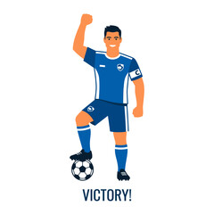 Fototapeta premium Champion Holding Trophy, Flat Design Illustration