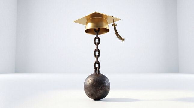 Abstract 3D render representing the weight and burden of student debt