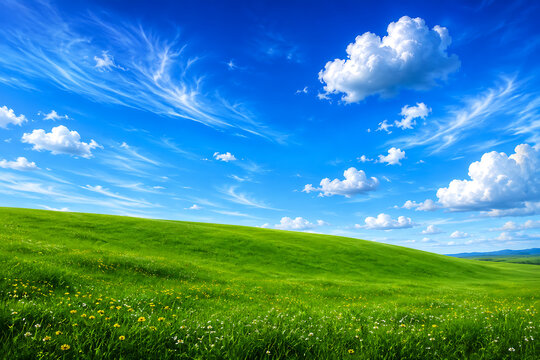 Rolling hills under a bright sky
