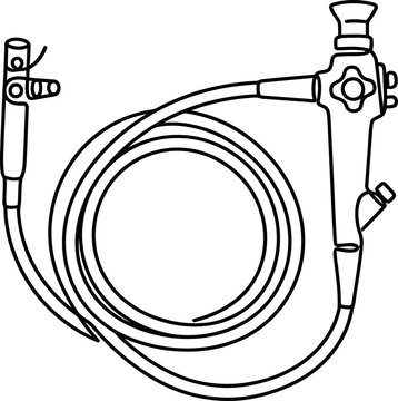 Black and white outline illustration of a medical endoscope device.