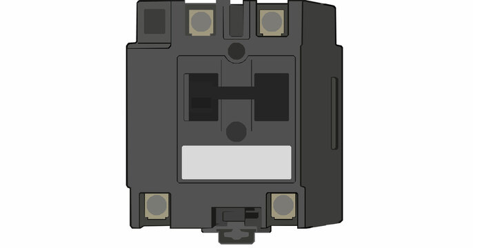 240V 30A Double Pole Circuit Breaker Flat Vector Illustration Isolated on White
