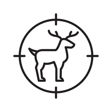 Standing deer in crosshairs hunting target vector line icon