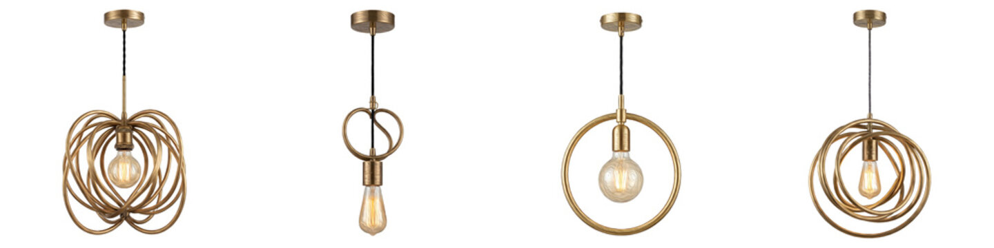 set of the four high quality premium Doral Light Medium Pendant by Cystogram - DOR on withe background PNG photo bast stock''