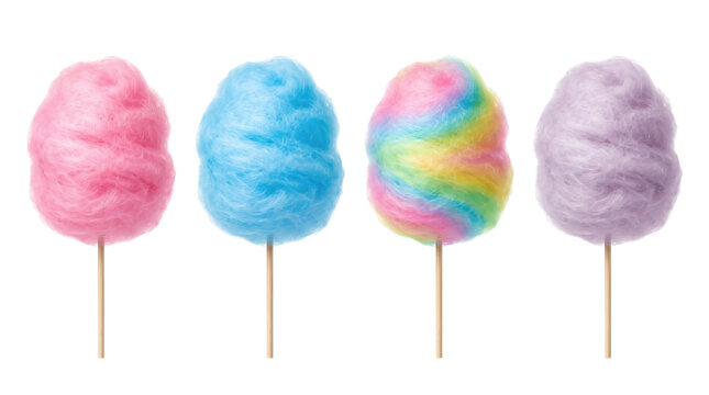 Colorful cotton candy sticks in pastel shades