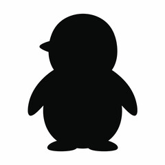 Fototapeta premium Black silhouette of a cute penguin standing upright
