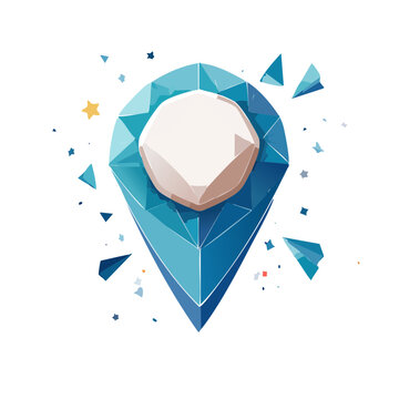 Low poly location pin with geometric fragments