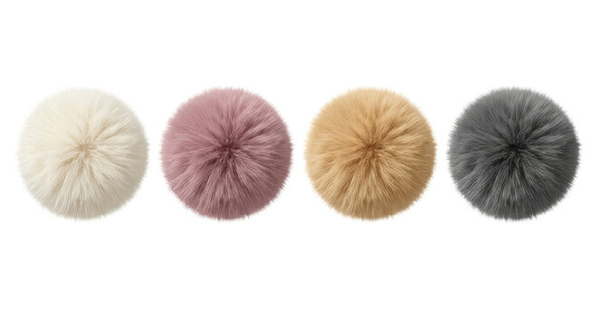 Fluffy pom poms or powder puffs in pastel colors