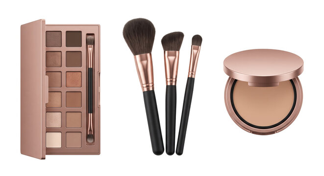Luxury cosmetic makeup palette brushes and compact powder