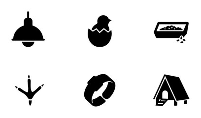 Farm Animal Icons: Chick, Coop, Footprint, Lamp, Feeder, Smartwatch Vector Set © Abu