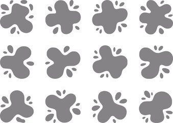 Fototapeta premium Collection of abstract gray splatter shapes on white background