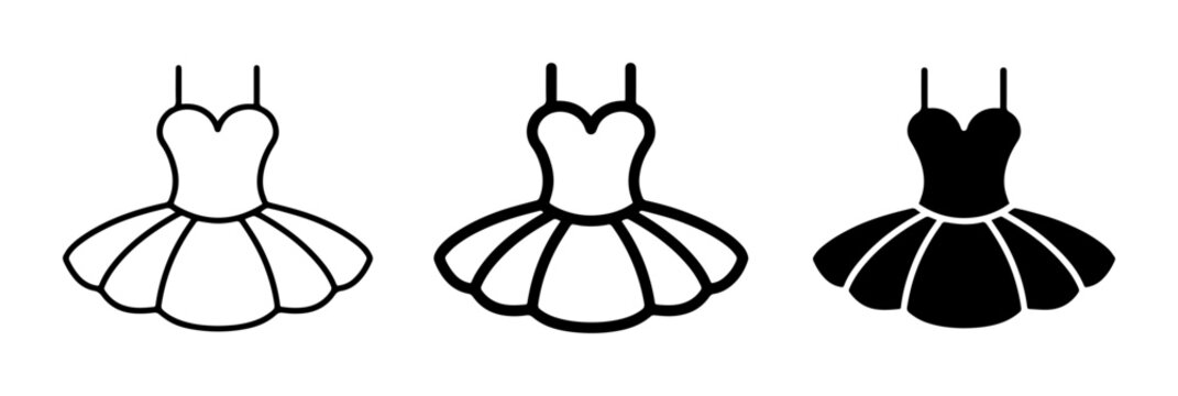 Ballet Tutu Icons, Dance Dress Vector Graphics, Performance Costume Illustrations