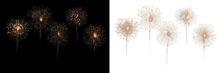 Obraz premium Golden celebration fireworks with bright sparkling explosions, festive pyrotechnic bursts and glowing holiday lights