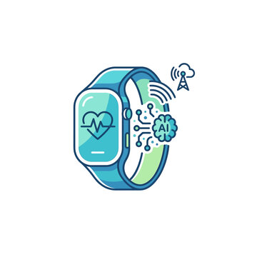 Smart Healthcare Wristwatch Featuring Artificial Intelligence Integration and Heart Rate Monitoring Technology for Digital Wellness
