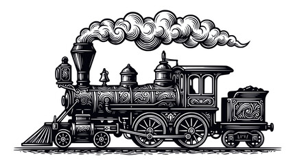 Vintage Steam Locomotive with Smoke Trail © Berkah