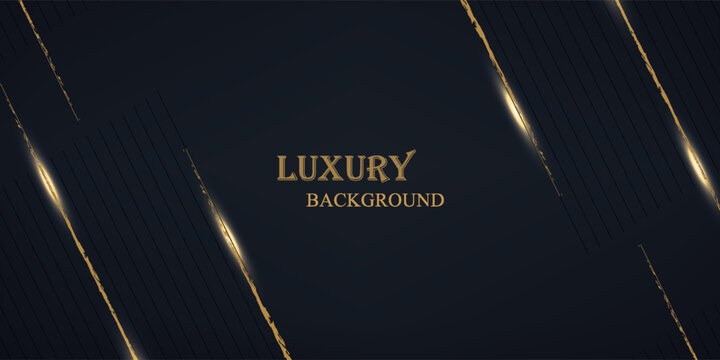 Luxury abstract background with golden lines on dark, modern black backdrop concept 3d style. Illustration from vector about modern template deluxe design.