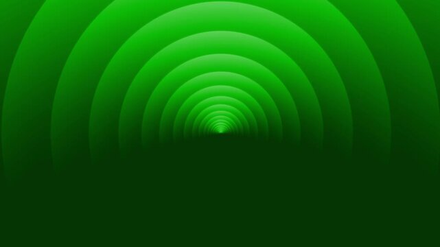 Green geometric tunnel corridor with moving concentric arch rings loop
