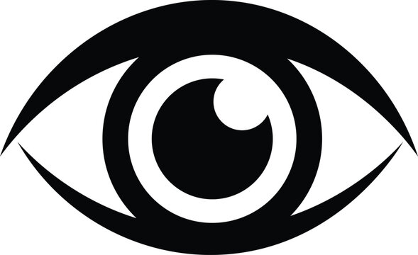 Minimalist black and white eye with swirling iris pattern monochrome