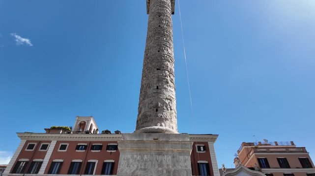 Historic Column of Marcus Aurelius in Piazza Colonna Rome Italy