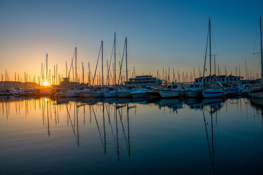 Golden dawn over the Loano marina