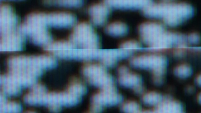 Analog TV screen unfocused close-up