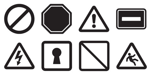 Road Sign Symbols Collection for Traffic Safety and Transportation Guidance Vector Illustration © maxmoyen25