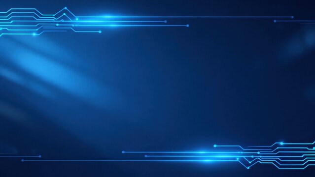 Blue glowing circuit lines on dark background