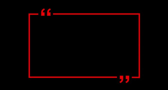 square quote box icon animation. Rectangular quote mark graphic animation. Animated square quote frame design for textual quotation, paraphrasing, or text spoken by on blank background