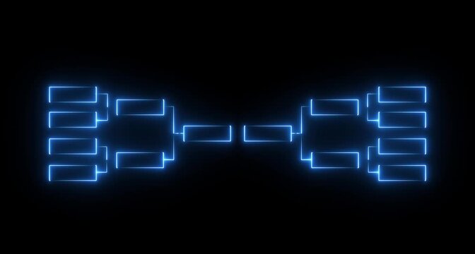 32 team tournament bracket championship template by glowing neon effect animation isolated Championship bracket schedule for soccer, football, basketball, baseball or tennis