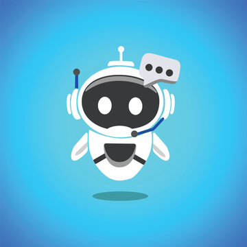 Cute AI Robot Character for Chatbot and Customer Support Flat Vector Illustration